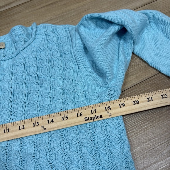 Appleseeds 100% Cotton Size Large Loose Knit Light Blue Long Sleeve Sweater - Picture 3 of 7